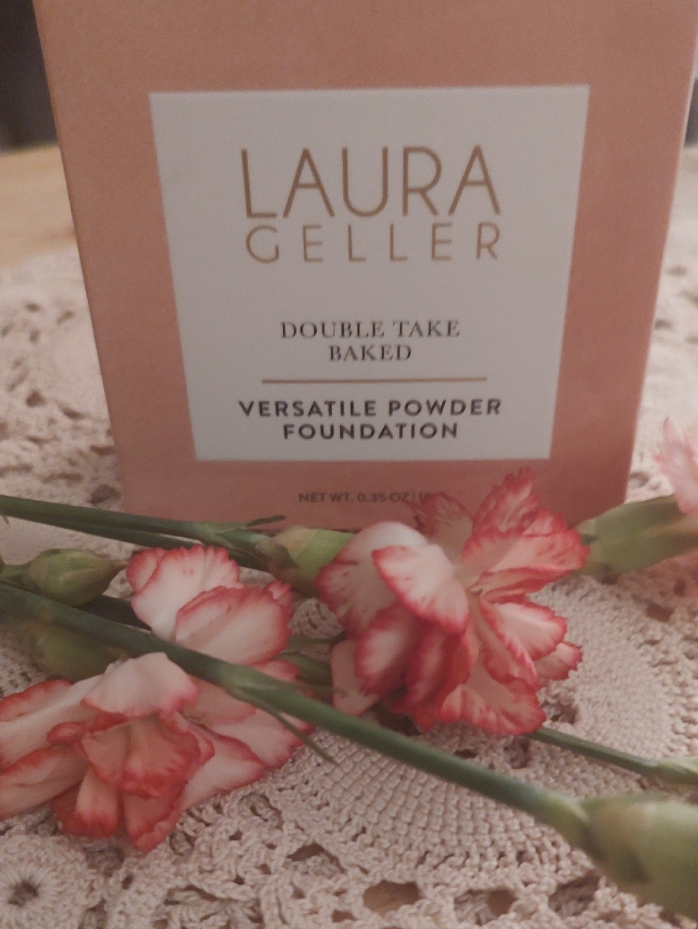 Laura Geller Peach-Pink Box with Gold Logo